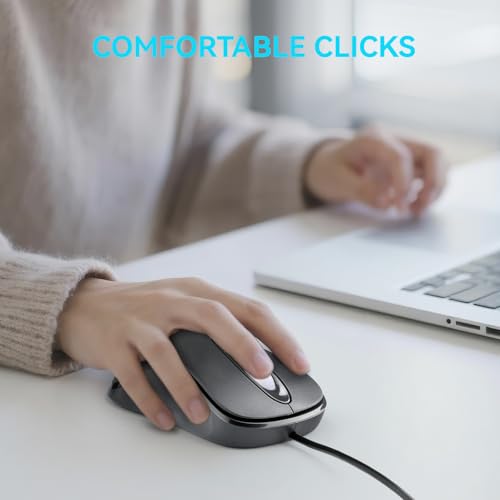 Classic Wired Office Mouse Ergonomic Usb Optical 3-Button 1000 Dpi Comfortable Durable For Windows Mac Laptop Desktop Black (1)