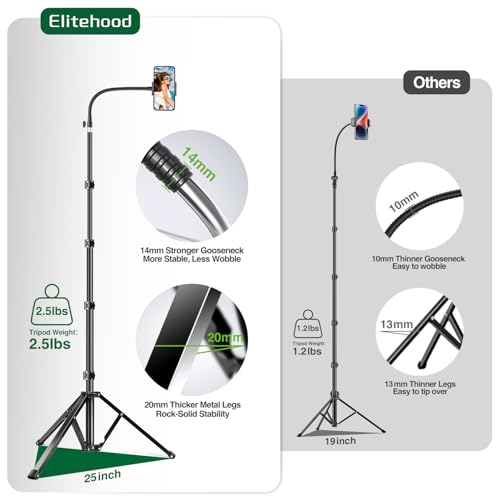 81" Tall Flexible Tripod Stand for iPhone with 17in Adjustable Gooseneck with Remote Compatible with iPhone 13 Pro Max / 13 Pro / 12 Pro Max, Android