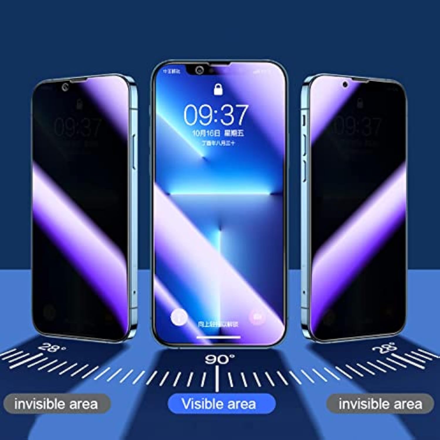 2 Pcs Privacy Anti-Blue Tempered Glass Suit For Iphone 12/12 Pro, Anti-Spy Anti-Peeping Screen Protector Film Designed For Apple Iphone 12/12 Pro