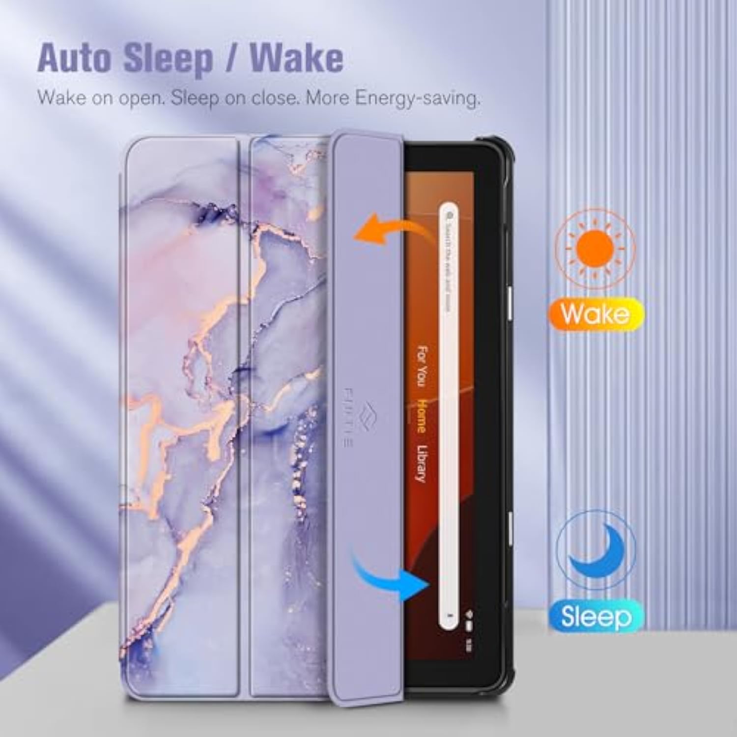Fintie Slim Case For Allnew Fire Hd 10 Tablet (13Th Generation, 2023 Release) Trifold Lightweight Hard Shell Stand Cover With Auto Wake/Sleep, Lilac Marble