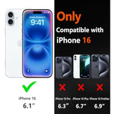 For Iphone 16 Case [Shockproof] [Dropproof] [Tempered Glass Screen Protector + Camera Protectors] Heavy Duty Protection Phone Case Cover For Iphone 16 (Black)