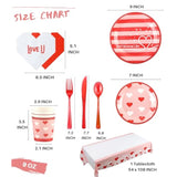 Valentines Day Plates And Napkins Sets - Serves 16 - Includes Paper Cups Cutlery For Valentine Decor Party Supplies Paper Straws Valentines Day Decor Valentine'S Day Decorations