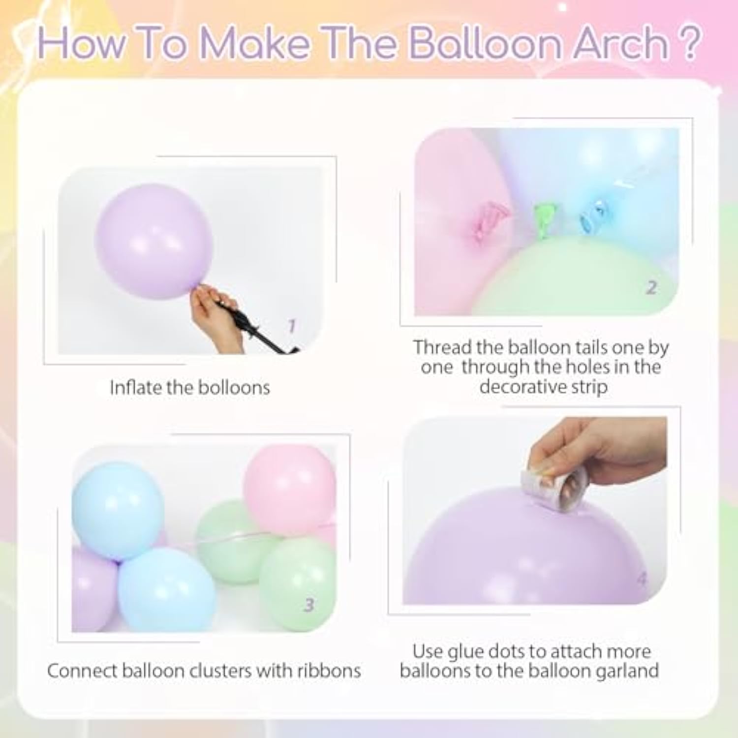 Easter Balloon Arch Garland Kit With Pastel Yellow Purple Green Blue Pink Rabbit Flower Balloons For Baby Shower Birthday Party Decorations