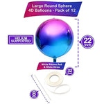, Purple Galaxy Balloons - 22 Inch, Pack Of 12 | Round 4D Metallic Balloon For Galaxy Birthday Party Decorations | Iridescent Balloon | Purple And Blue Balloons For Mermaid Party Decorations
