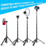 62 Inches Extendable Selfie Stick Tripod With Wireless Remote & Phone Holder, Portable Aluminum Alloy 3 In 1 Stand For Group Photos, Vlogging & Travel Compatible With All Smartphones
