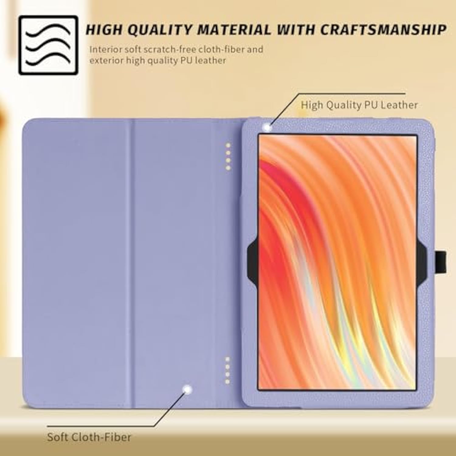 Folio Case Cover For 10.1"Inch Fire Hd 10 Tablet (13Th / 11Th Generation, 2023/2021 Release), With Auto Wake/Sleep, Compatible With Alcatel/Tcl K10 10.1" Tab (Lilac)