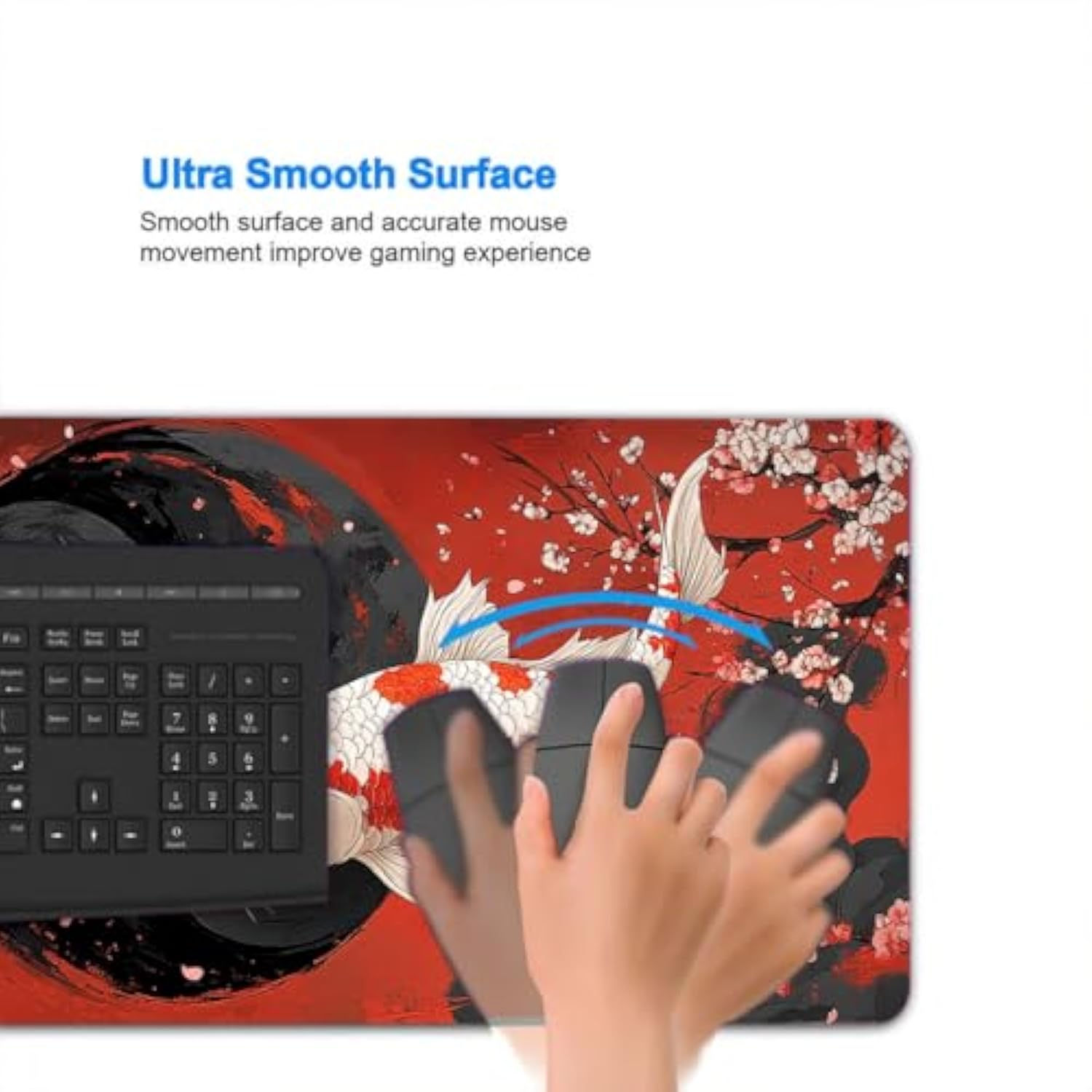 Black And White Mouse Pad Large Fish Yin Yang Cherry Blossom Art Mousepad Xl Large Gaming Mouse Pad Laptop Keyboard Mat Desk Pad Office Computer Keyboard Laptop Home, 31.5X11.8 Inch