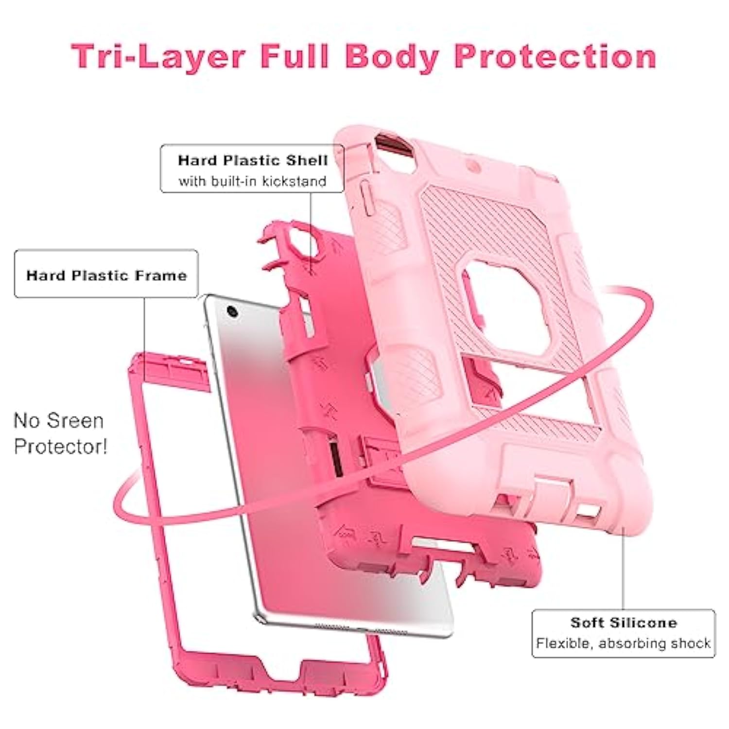 Ipad Mini Case, Ipad Mini 2 Case, Ipad Mini 3 Case With Kickstand, 3 In 1 Heav