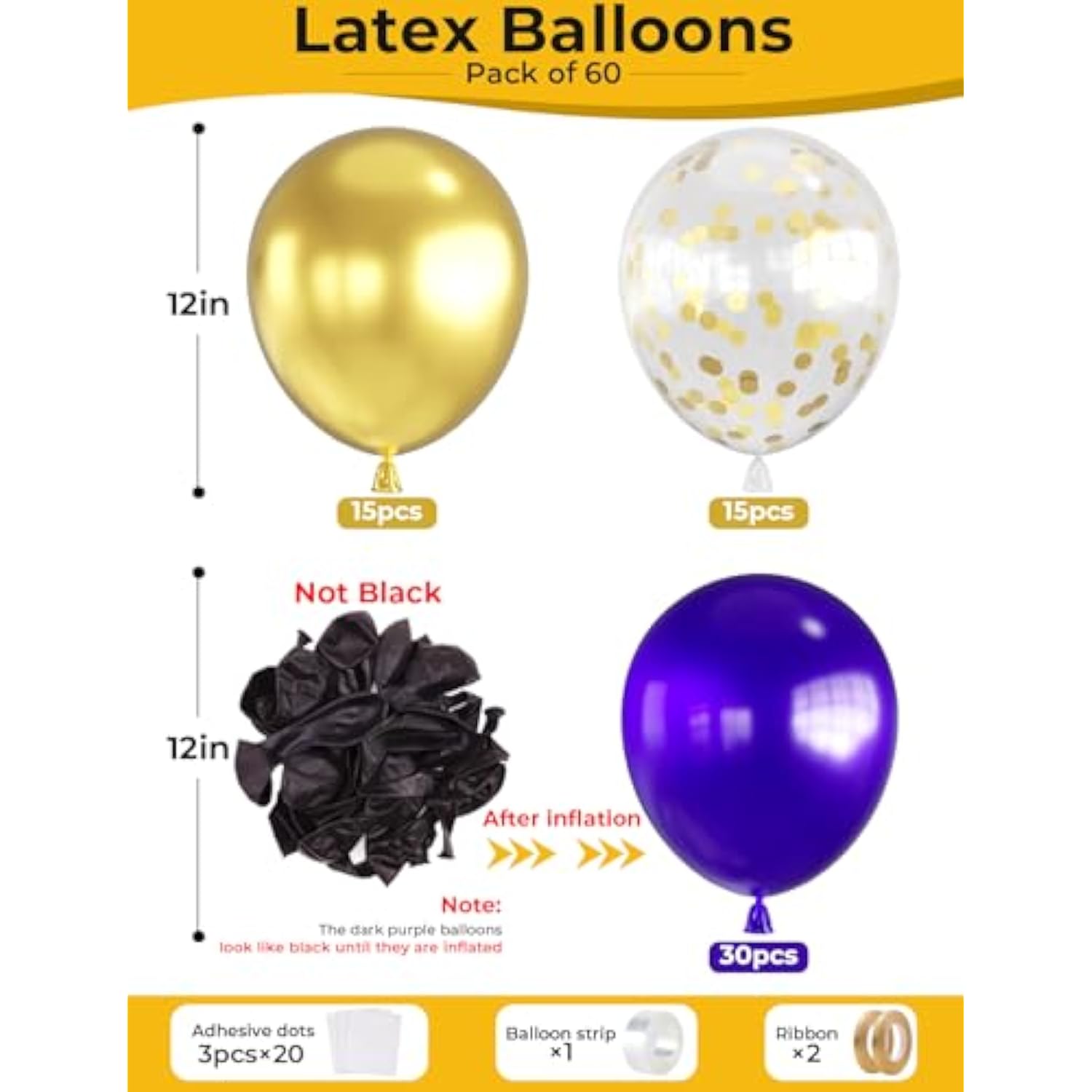 Purple and Gold Balloon Set: 60PC Party Decorations