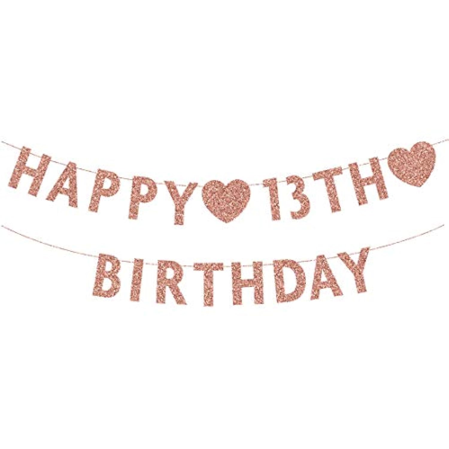 Rose Gold 13th Birthday Banner – Glitter "Happy 13" Party Decoration for Boys & Girls Celebrations