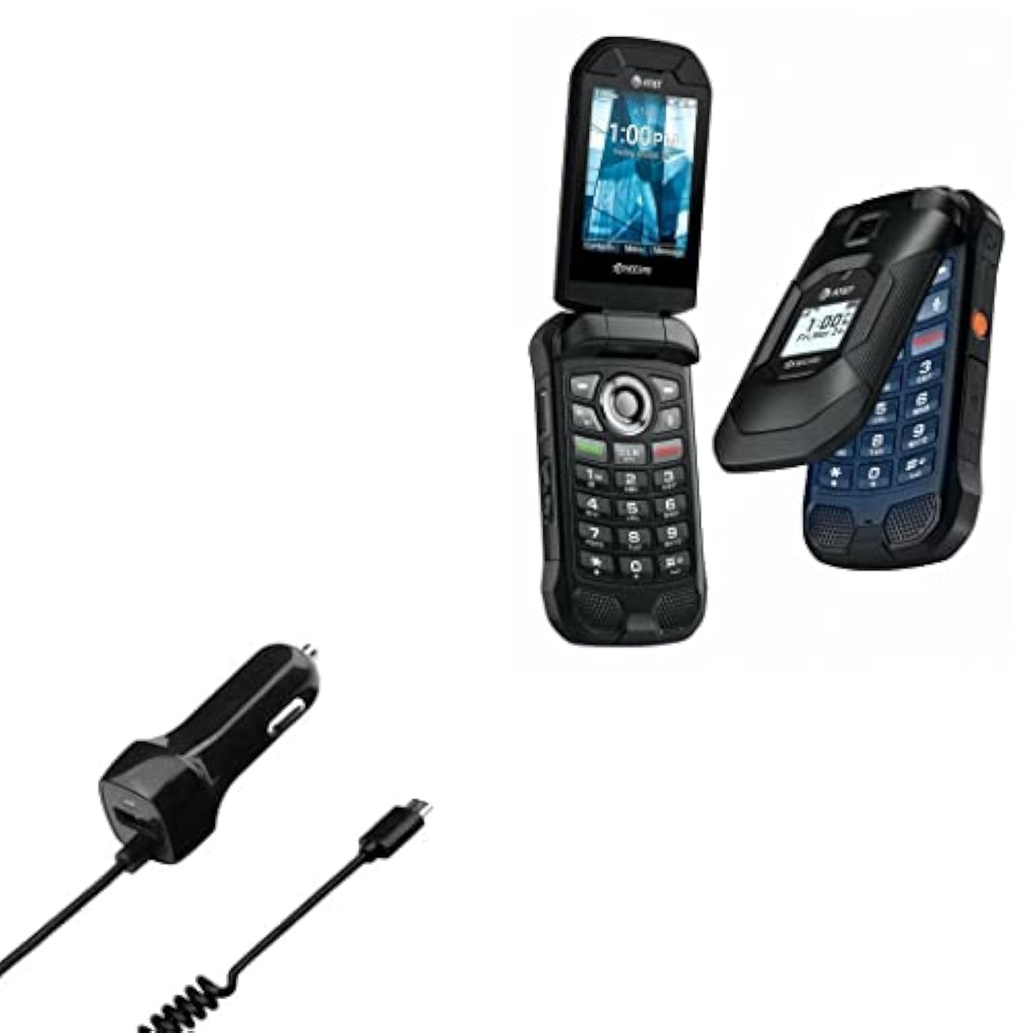 BoxWave Car Charger Compatible with Kyocera DuraXE Epic (with Camera) - Car Charger Plus, with Extra USB Port and Integrated Built-in Cable - Black