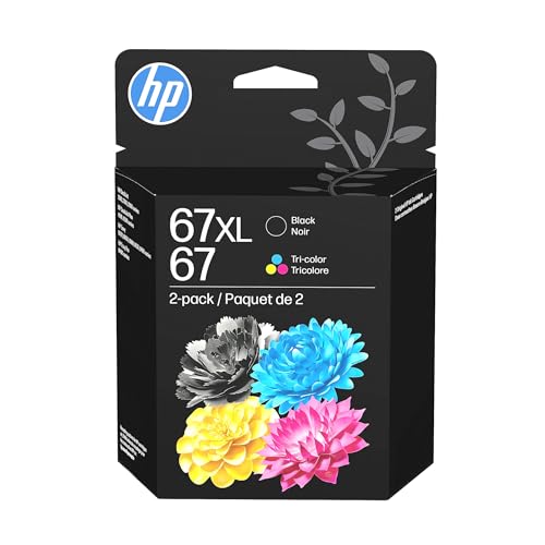 Original 67 Tri-Color / 67Xl Black Ink Cartridges (2-Pack) | Works Deskjet 1255, 2700, 4100 Series Envy 6000, 6400 Series | Eligible For Instant Ink | 3Yp30An