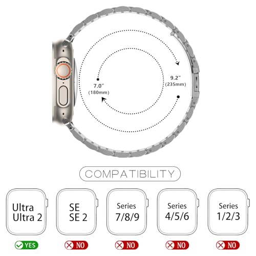 Band Compatible with Apple Watch Ultra 3 Band 49mm, Men Women Strap Solid Stainless Steel Metal Bracelet Compatible with Apple Watch Ultra 2/1 49mm,