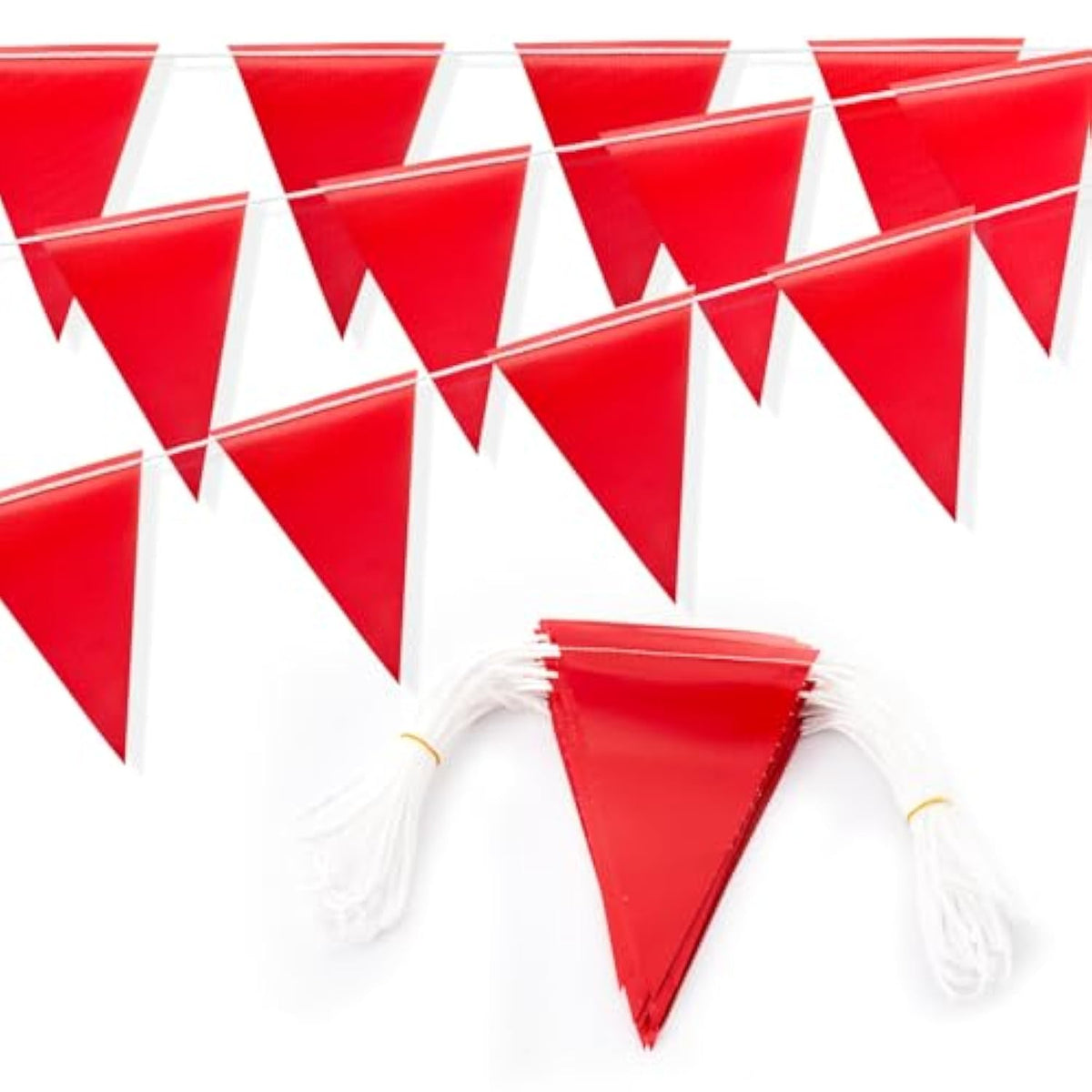 105Ft Safety Warning Pennant Banner Flags – Multipurpose Osha High Visibility Triangle Flags For Outside Fence, Roadwork, Party And Hazard Areas(Red,45Pcs,105Ft)