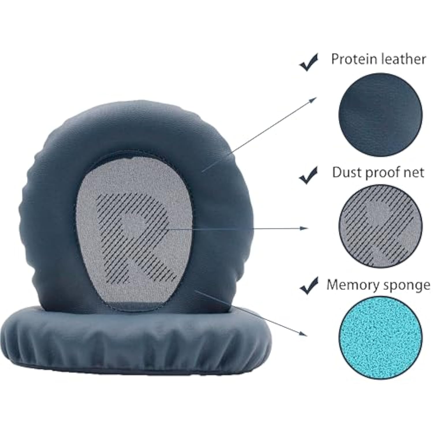 Replacement Ear Pads Compatible With Jbl Quantum 100, Q100/Quantum350, Q350 Headphones, Earpads Cushions With Soft Protein Leather And Memory Foam (Blue)
