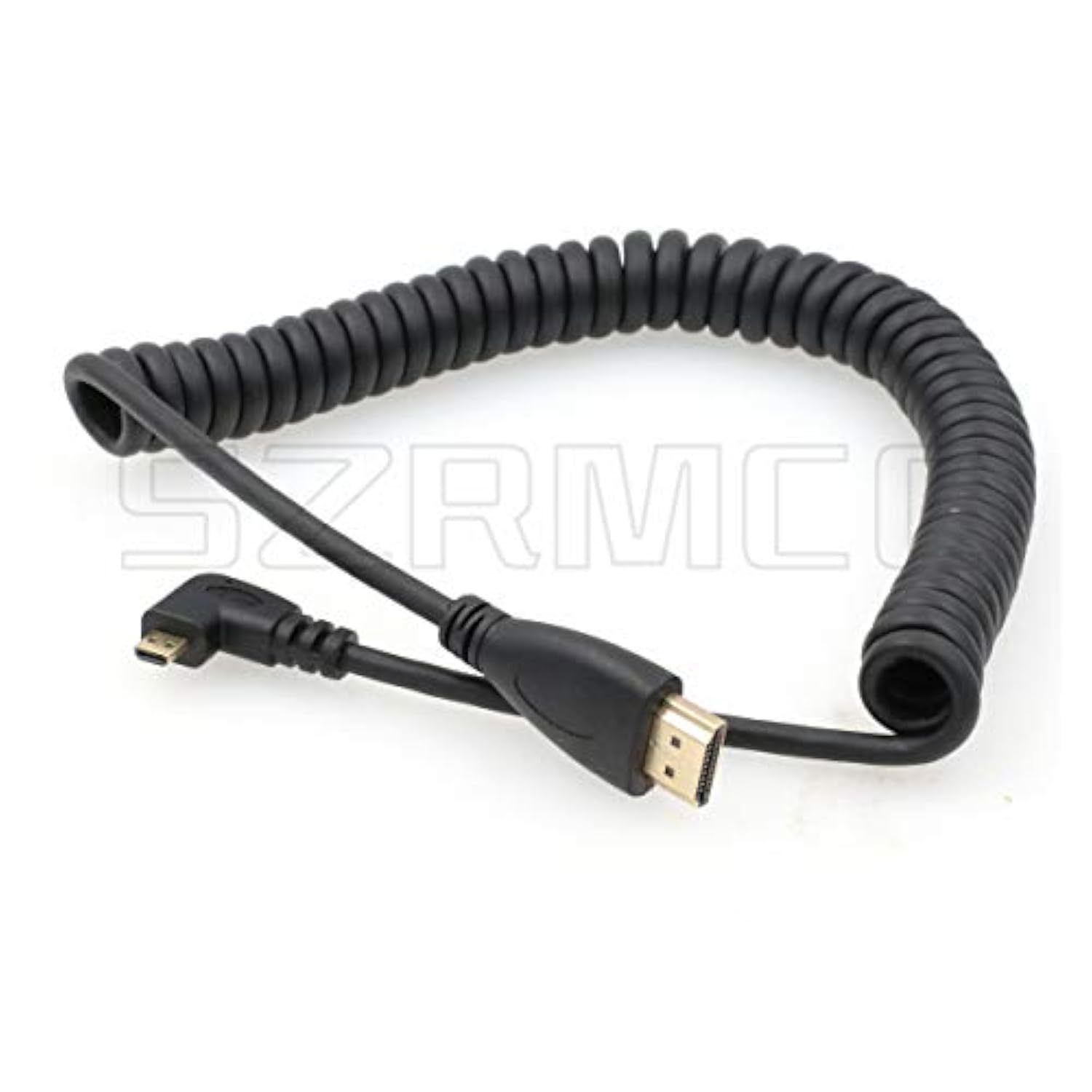 Left Angled Micro Hdmi To Hdmi High Speed Coiled Cable For Tablet Canon Sony D
