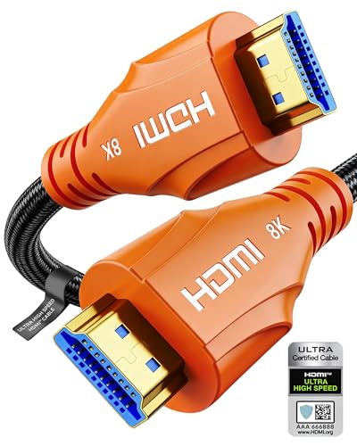 8K HDMI Cable 10FT - HDMI Cord 48Gbps,High Speed HDMI Cable Gaming,Supports 8K 60Hz,4K 120Hz,HDR/eARC/HDCP 2.2&2.3,Compatiblefor