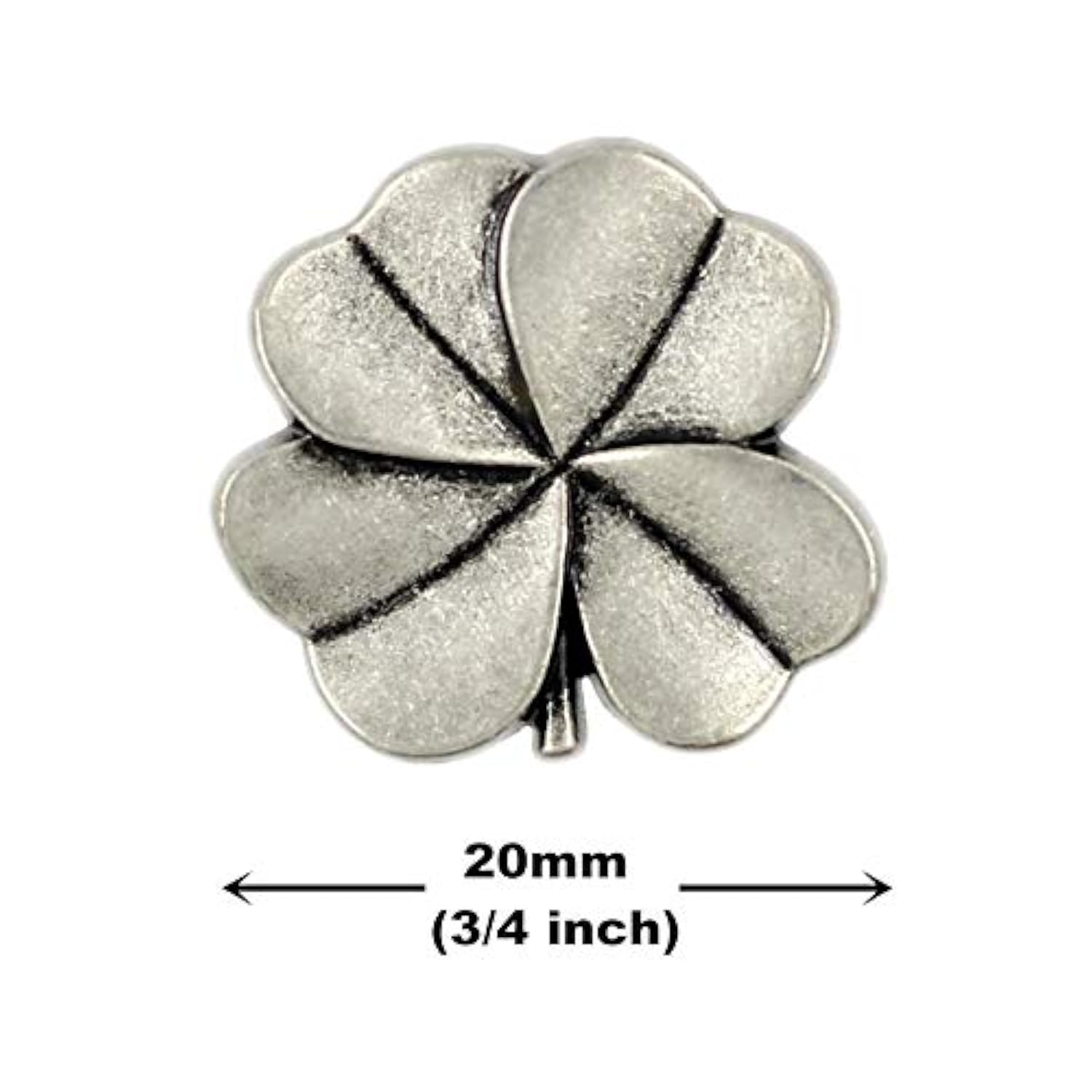 12 Pieces Clover Metal Shank Buttons. 20Mm (3/4 Inch) (Antique Silver)