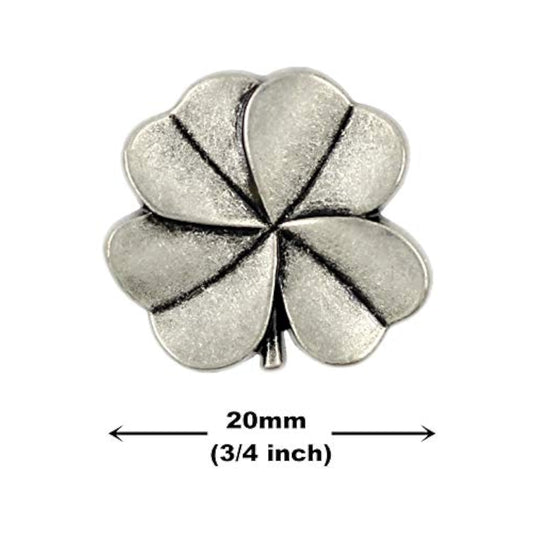 12 Pieces Clover Metal Shank Buttons. 20Mm (3/4 Inch) (Antique Silver)