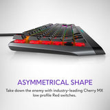 Low-Profile RGB Gaming Keyboard AW510K, AlienFx Per Key RGB LED Color Backlighting, Media CONTROLS & USB Passthrough, Cherry MX Low Profile Red