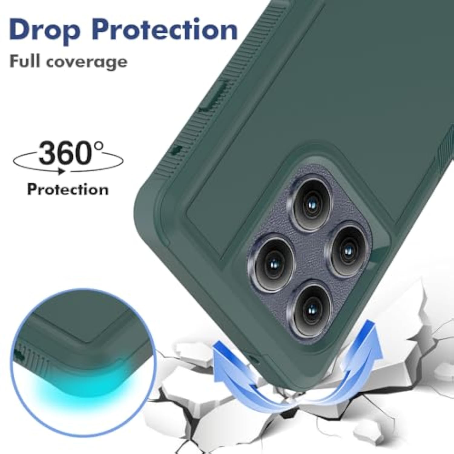 Motorola Edge 2025 Case with Screen Protector, Dual Layer Protective Heavy Duty Cell Phone Cover Non-Slip Shockproof Case for Moto Edge 2025 Dark Green