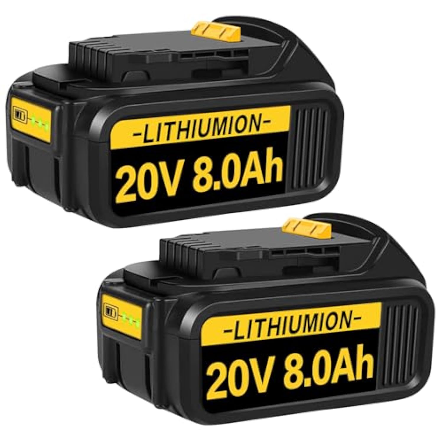 2Pack 8.0Ah Replacement For Dewalt 20V Max Battery Compatible With Dewalt 20V Battery Cordless Power Tools Replace For Dewalt Battery Dcb201 Dcb200 Dcb205 Dcb207 Dcb206