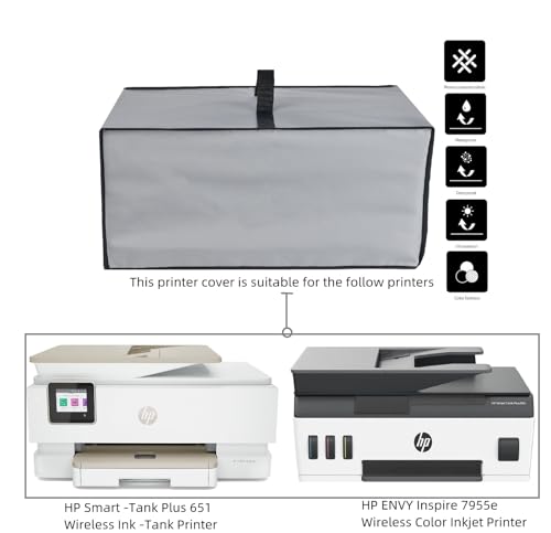 Heavy Duty Fabric Nylon Printer Dust Cover Compatible With Hp Smart -Tank Plus 651 Wireless All-In-One Ink -Tank Printer/Hp Envy Inspire 7955E Wireless Color Inkjet Printer (Silver Grey)