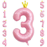40" Pink Crown Number 3 Balloon for Girls’ Princess Birthday Décor