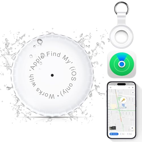 1 Pack,Ipx8 Waterproof Key Finder,Bluetooth Gps Items Tracker With Tag Holder & Keychains,Works With 'Apple Find My'(Ios Only),Case Compatible With Airtag,Music Reminder For Kids,Pets,Keys-White