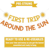 First Trip Around The Sun Banner - Boho Sunshine 1St Birthday Party Banner, Sunshine Baby Shower Party Decorations Gold Orange