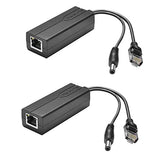 Active Poe Power Over Ethernet Splitter Adapter 48V To 12V, 5.5X2.1Mm Dc, Ieee 802.3Af/At Compliant 10/100Mbps Poe Splitter With 12V Output For Surveillance Camera Cctv & Voip Phone, 2 Pack