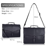 Men'S Leather Briefcase 15.6 Inch Laptop Computer Bag For Office/Business/Travel, Large Satchel Professional Leather Messenger Shoulder Bag, Black