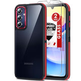 For Samsung A15-5G Case: 2 Pack Screen Protector Shockproof Military-Grade, [Anty-Slip Grip] Metal Texture Lens Magnetic Translucent Matte For Samsung Galaxy A 15 5G Case, Black