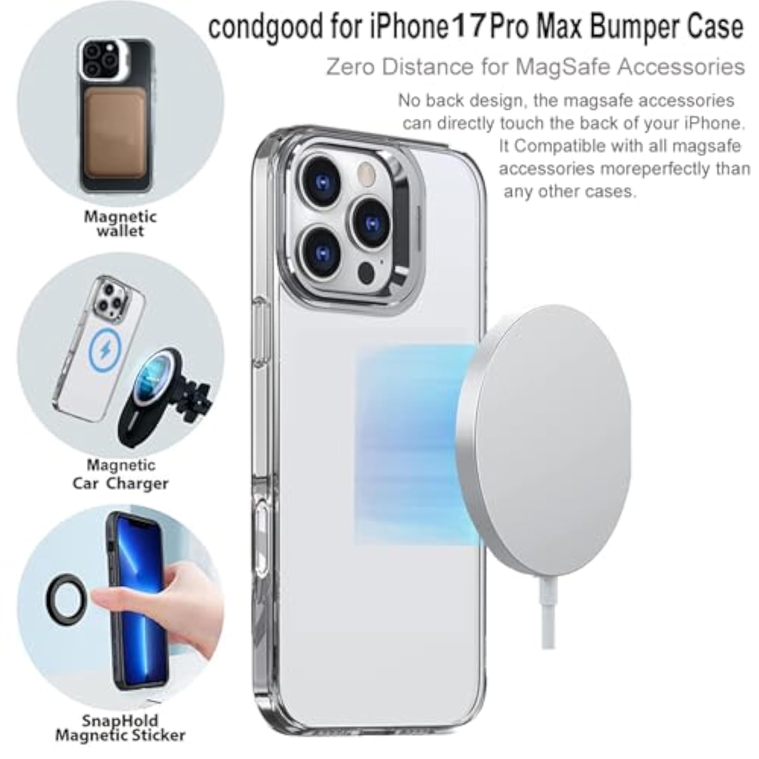 No Back Bumper Case With Stand For Iphone 17 Pro Compatible With Magsafe, Built-In Camera Stash Kickstand, Backless Design Edge Frame Fast Heat Dissipation Slim Thin For Iphone 17 Pro (Clear)