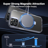 Clear Magnetic Case for iPhone 15 Pro Max with Built-in Invisible Stand and Military Grade Drop Protection