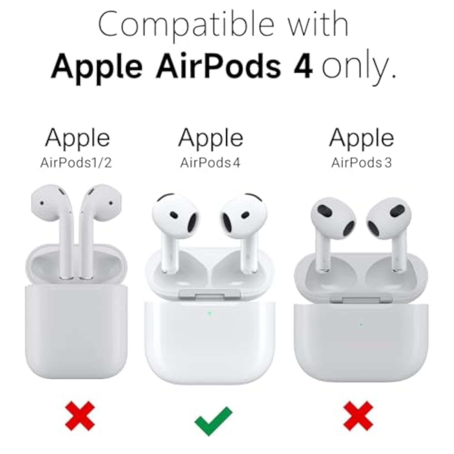 For Airpods 4 Case Clear Hard Plastic, Transparent Simple Cute Airpods 4Th Generation Case With Keychain, Girly Y2K Aesthetic Trendy Airpods Cover Accessories For Women Girl, Green