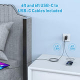 [2-Pack] Usb C Charger, For Iphone 16 Charger, 20W Dual Port Usb Fast Wall Charger With 6Ft&6Ft Usbc Cable, Usb C Charger Block For Iphone 16/15Plus/Pro/Pro Max/Ipad Pro & More(Black)