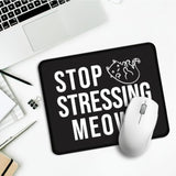 Stop Stressing Meowt Rectangular Black Mouse Pad, Funny Cat Mouse Pads For Desk, Cat Lover Desk Accessories, New Job Gifts For Intern Coworker, Cute Office Gifts For Cat Mom Friend Colleague