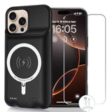 Wireless Charging Case For Iphone 16 Pro Max, 12000Mah High Capacity Portable Rechargeable Battery Case Qi Wireless Charging With Iphone 16 Pro Max (6.9 Inch) Extended Battery Charger Case (Black)