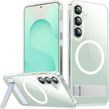 Magnetic Samsung Galaxy S25 Plus Case, 3 Stand Modes, Military Drop Protection, Clear