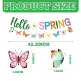 Spring Decorations Banner,Spring Party Decorations Includes Hello Spring Banner And Butterfly Spring Hanging Swirls, Spring Decorations For Office Home Classroom