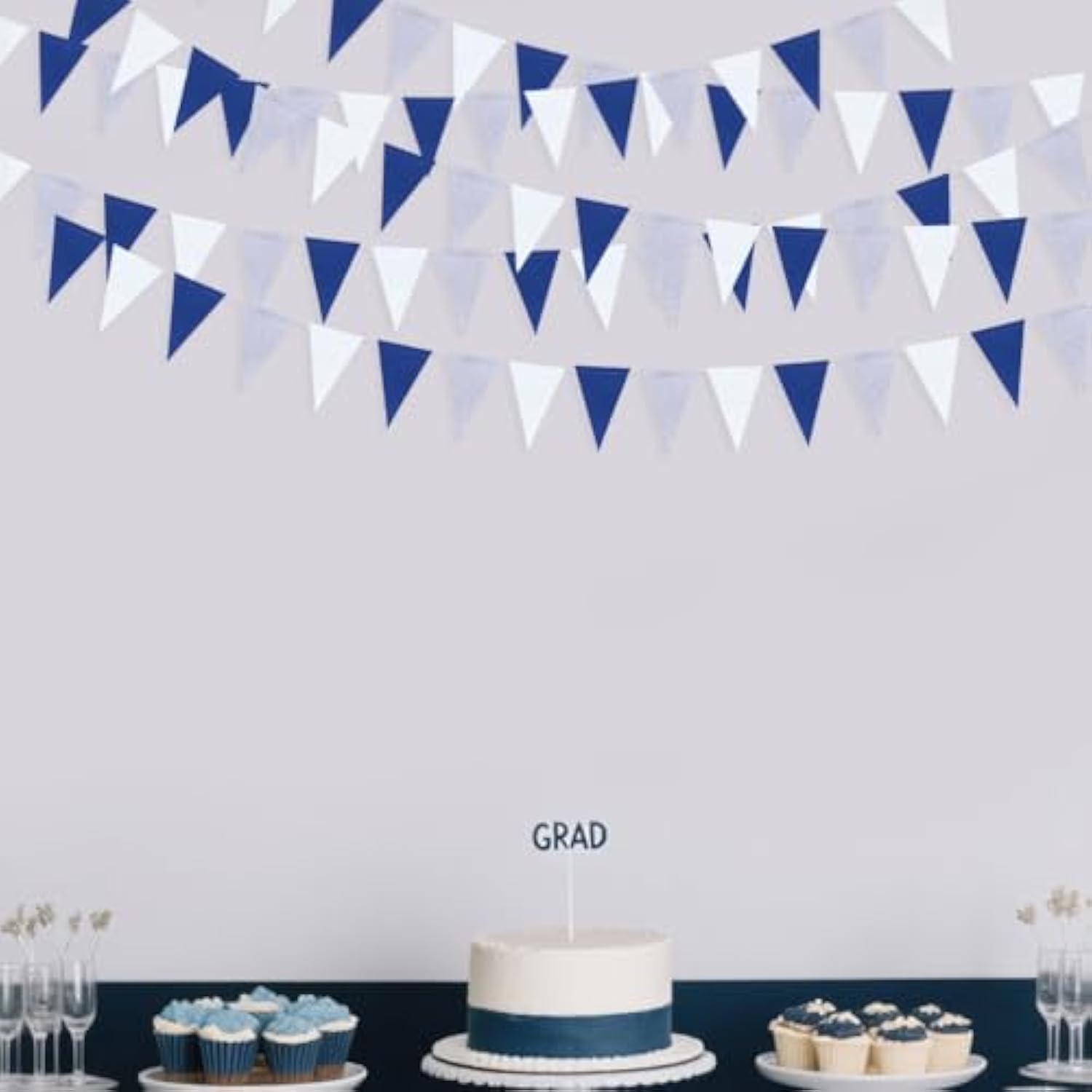 30 Ft Navy Blue White And Silver Party Decorations Royal Blue Triangle