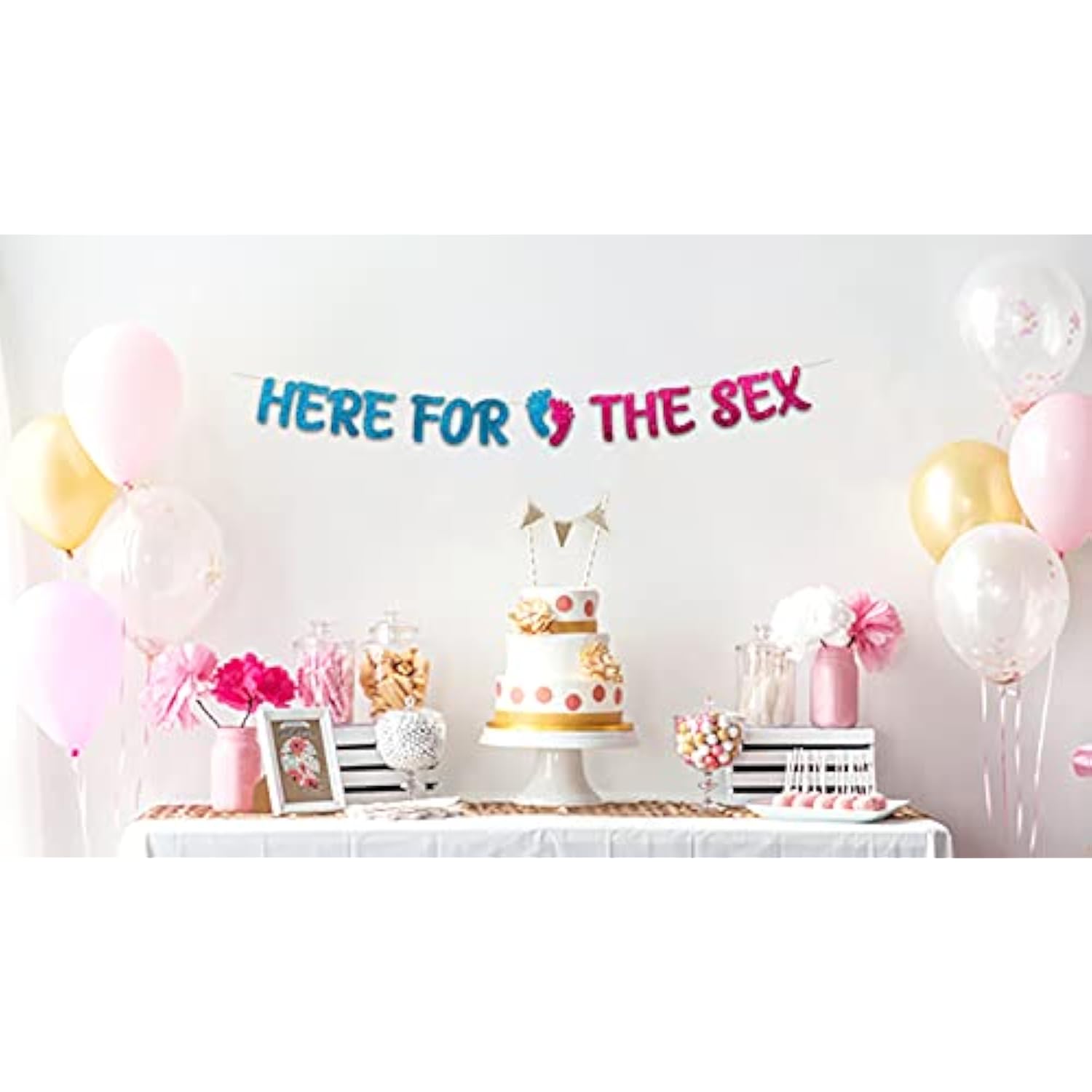 Gender Reveal Party Banner – Pink and Blue Baby Shower Decorations