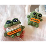 Plush Case For Airpods 4, Kawaii Cute 3D Cartoon Fur Sausage Mouth Frog Design Funny Mini Airpods 4Rd Generation Cover With Keychain Protective Case For Women Girls