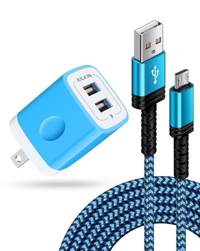 Micro USB Charger for Kindle Fire Tablets with Dual USB Wall Adapter Android Charging Cord for Fire 7/8/10, Kids & Kids Pro, Kindle Paperwhite, PS4