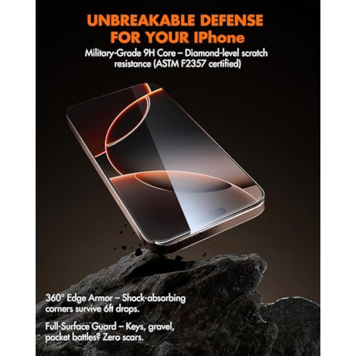 For Iphone 12 Pro Max Screen Protector 3-Pack: Military 9H Tempered Glass, Easy Installation, Full Coverage, Anti-Scratch & Fingerprint Defense