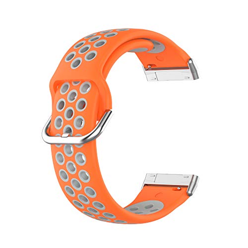 Band Compatible with Fitbit Versa 4/Versa 3/Sense Silicone Band+Metal Connector Breathable Bracelet Strap Smartwatch Accessories Band for Versa
