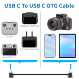 Usb C To Usb C Otg Cable 1 Ft-2 Pack, 90 Degree Remote Controller Data Cable, Angled Nylon Braided Cord For Dji Mavic, Mini, Air 2S, Mavic Air, Dji Rc Accessories To Phone15/16/Tablet