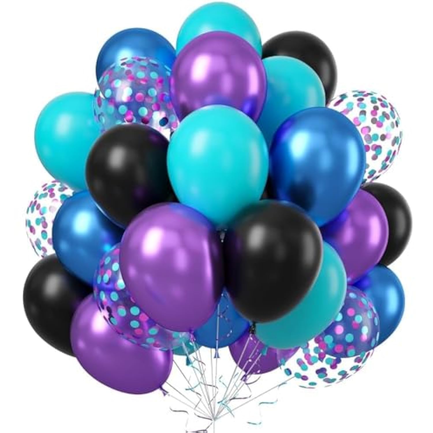 Black Purple Blue Balloon,60 Pcs 12 Inches Metallic Blue Purple Teal Balloons Confetti Balloons For Kids Video Game Party Decoration Baby Shower Engagement Party Supplies