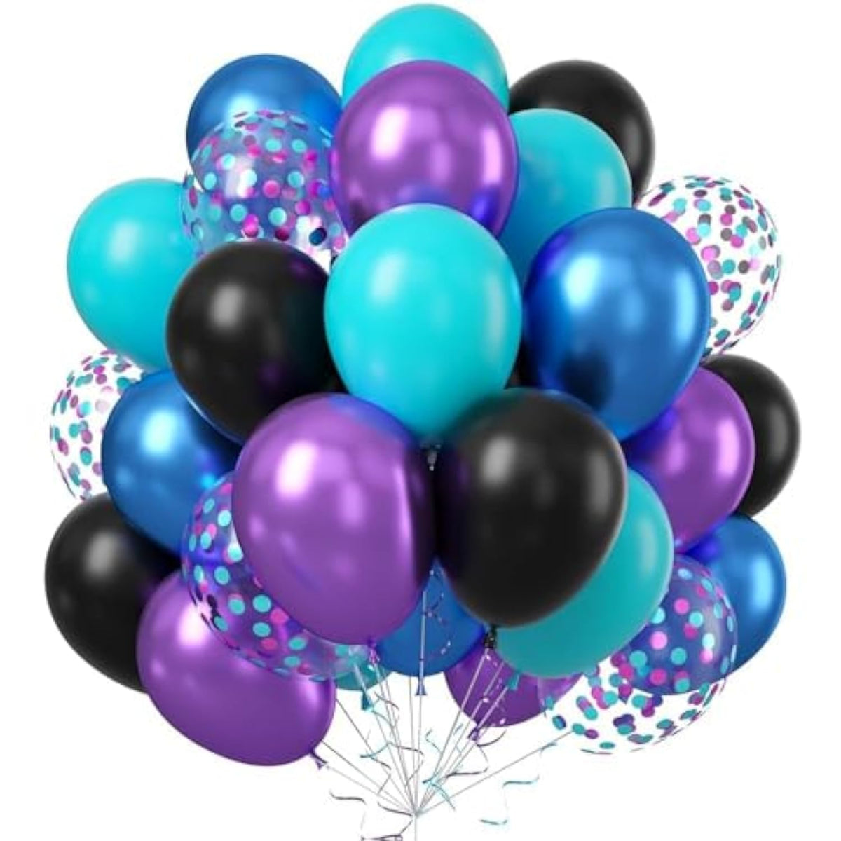 Black Purple Blue Balloon,60 Pcs 12 Inches Metallic Blue Purple Teal Balloons Confetti Balloons For Kids Video Game Party Decoration Baby Shower Engagement Party Supplies